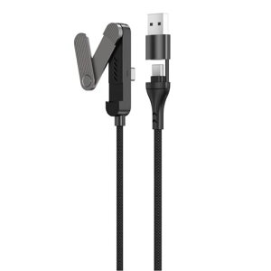 USB Type C �[�d�P�[�u�� 2-in-1 �X�^���h�t�� 65W�}���[�d PD�Ή� 3 �|�W�V�����܂肽���݃X�^���h�t�� 1.5M T���^ �}���`�@�\ �X�}�z�E�^�u���b�g�Ή� �g�ѕ֗� �}���`�@�\�[�d�P�[�u�� �u���b�N
