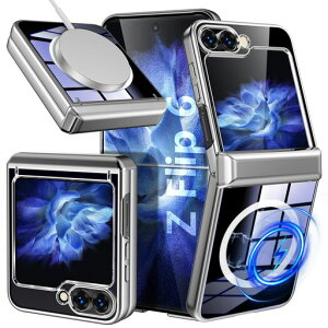 QOUNVYW ���� Galaxy Z Flip6 �p�̃P�[�X Magnetic �Ή� �}�O�l�b�g���� �N���A �q���W�ی� �ϏՌ� PC�f�� �V���o�[