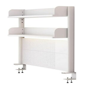 Xcdhawellデスク上収納ラッククランプ式机上ラック有孔ボード付き2段ホワイト組立式高さ調節できる棚多機能学校/オフィス/事務用品(幅80cm高い95cm)