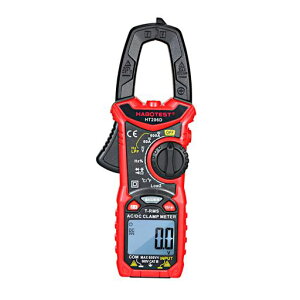 AC/DC電圧、AC/DC電流、周波数、デューティサイクル、ダイオード、抵抗、導通、トランジスタテストを測定するためのAC/DCデジタルクランプメーター、NCVクランプマルチメーターHT206D