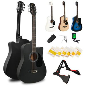 BESYOUアコースティックギター15点セットギター38インチ初心者入門セットブラックギタースタンド子供練習レベルアコギギター弦大人用日本語取扱?明書付き