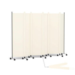 HIDODOパーテーション6連タイプ間仕切り高さ178cm幅302cmキャスターやカバーストリップ付き折り畳み式パーティション衝立スクリーン区切り目隠し省スペースオフィス事務所リビング(ベージ…