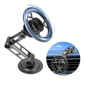 スマホホルダー車載ホルダー【2025magsafe】スマホスタンド車マグネット超強磁力・360°全方向回転・Mag-safe対応多機能車載スマホスタンド高耐久合金素材折りたたみ式カーマウント両面テー…