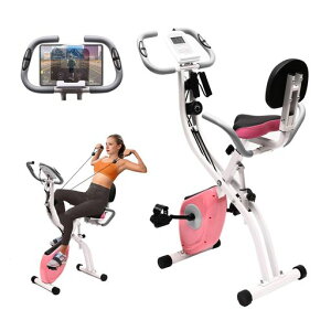 ジェアンケフィットネスバイク静音折りたたみ機能付き背もたれ付きスマホトレー搭載10段階負荷調節トレーニング家庭用エアロバイク運動器具有酸素運動(ピンク)