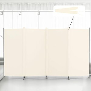 Kokoronaパーテーション間仕切り4連カバーストリップ付き高さ180cm幅345cm衝立パーテーションスクリーン折りたたみ布タイプ屏風目隠し区切り衝立軽量オフィス事務所ベージュ