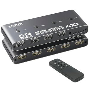 BLUPOW �p�\�R���ؑ֊�(PC4��p)HDMI KVM�X�C�b�` 4����1�o�� 4K60Hz�Ή� �L�[�{�[�h�E�}�E�X�E���j�^�[�����L �ȒP�ڑ� USB�P�[�u���t�� VA170