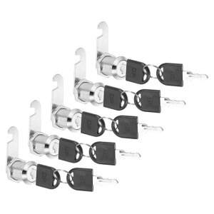 PATIKILキャビネット引き出しロック鍵付き5個1”(25mm)キーが同じ亜鉛合金セキュリティロックシリンダーカムドア戸棚家庭用郵便受けオフィス用シルバー