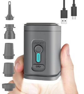 電動エアーポンプアウトドア用エアーポンプ1200mAHLEDライト付きType-C充電式エアーポンプ電動空気入れ空気抜く超軽量携帯式プール浮き輪圧縮袋インフレーターマットキャンプテント対応…