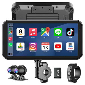 VANBARバイクドライブレコーダーCarplay/AndroidAuto対応6.25インチタッチ大画面バイクドラレコWiFi搭載スマホ連動前後カメラ同時録画自動輝度調整IPX7防水防塵エンジン連動煽り運転防止