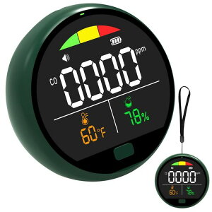 LSENLTYポータブル一酸化炭素検知器150時間待機時間対応3-in-1CO検知器(温度、湿度、CO)TypeC充電式COモニターストラップ付きアラーム機能付きキャンプ旅行RV用日本語説明書付き