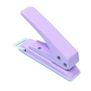 HUIKKJPコンパクト軽量1穴ルーズリーフパンチ穴径6mm20枚一括穿孔対応持ち運び可能丈夫な穴開けパンチDIYマニュアル付き事務用品(パープル)