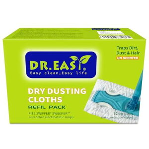Dr.EasyDryDUSTINGClothsドライダスティングクロスぞうきん雑巾ワイパー取替えシート72枚入り無香料立体吸着ドライ各社共通サイズ超厚8x11インチ(約20x28cm)静電気モップ用床掃除用モップ