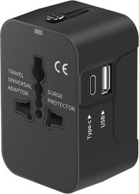 海外変換プラグ旅行用電源コンセントマルチ変換プラグ1USB-C+1USB-A(PD20W+QC18W)コンセント変換マルチ変換全世界対応