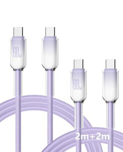 TOMSING2�{�Z�b�g/2mUSB-C&USB-C�P�[�u��3A/60W�}���[�d�^�C�vc�P�[�u���O���f�[�V�������ϋv�A�C�X�u���C�gType-c�[�d�P�[�u��foriPhone16/15/iPad