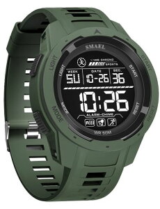 Maeauスポーツウォッチデジタル防水メンズアウトドア登山通勤通学多機能日付アラームタイマーグリーン