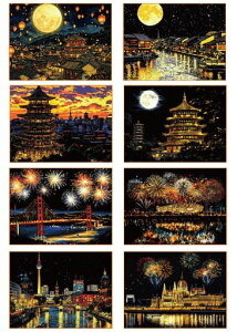 siawadeky�X�N���b�`�A�[�gA4�T�C�Y8���Z�b�g�ό��n��i�ԉΐ�h��G��p�|�y���t���ɒׂ��O�b�Y���G�`���A�[�g�X�N���b�`�V�[�gDIY�v���[���g��������