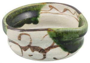 瀬戸焼中島塩草「織部のうつわ」三角小付ボウル鉢醤油小鉢しょう油皿薬味皿約幅8.5x高さ4cm織部鉄絵日本製004-0033a