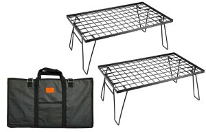 キャンピングムーン(CAMPINGMOON)フィールドラックキャンプラック折り畳みラックブラック収納バック付き本体T-2302点セットT-230-2T