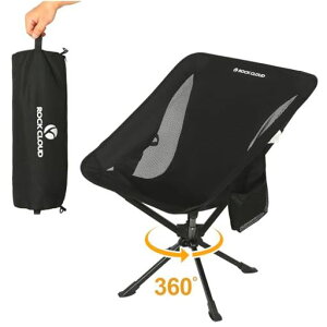 ROCKCLOUDキャンプチェアメッシュチェア折りたたみ超軽量アウトドアチェアキャンプ椅子超軽量収納袋付きコンパクトイス耐荷重お釣り登山ハイキング携帯便利いすブラック(回転可能)