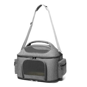 CHINSUKIDA猫キャリー小型犬キャリーバッグペットソフトキャリーケース折りたたみ猫包大きめ猫用キャリーオンバッグマット付き3WAYお出かけ用(グレー)