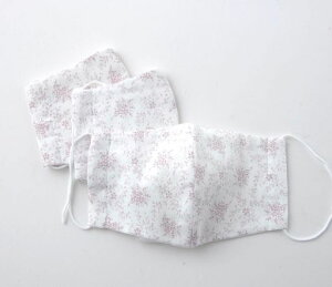 渡嘉毛織【日本製】立体ガーゼ布マスク洗えて衛生的なガーゼマスクミニフラワー・ラベンダー3枚(x1)
