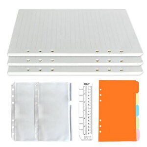 DY.2tenシステム手帳リフィル手帳リフィルA6サイズ135枚横罫ファスナーポケットカラーインデックスしおり定規a6リフィル6穴3冊ノートルーズリーフ用