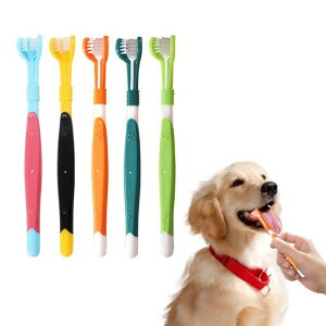 Doyime犬歯ブラシ【5本セット】犬用歯ブラシ犬用歯ブラシペット猫用歯ブラシ3面ブラシ柔らかく歯茎に優しい360度耐久性丈夫小型犬中型犬大型犬ペット用品