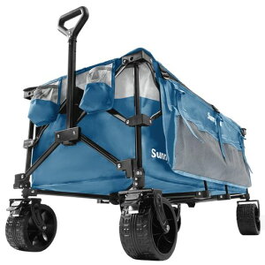 SunnyFeel300L高耐荷重250kgキャリーワゴンアウトドアワゴン折りたたみキャリーキャンプカートキャンプキャリー大容量アウトドア用キャリーカート4輪コンパクト静音ワンタッチ収束型自立…