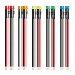 発光ダイオード配線付き3mm12V5色対応20個入りLEDダイオードダイオードLEDラインライトLEDラインランプケーブルラインワイヤーインジケータランプに使用すおもちゃのランプ鉄道模型建物模型