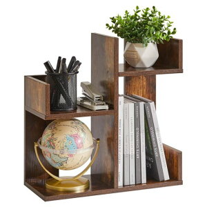 Aibijuデスクシェルフデスクオーガナイザー文房具収納木目調机上卓上ラック可愛いファイルスタンドブックエンドヴィンテージYD-DSR002H