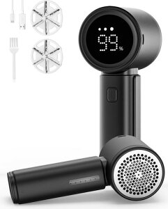 毛玉取りけだまとり電動同様蘇る毛玉取り器6枚刃強力切削Type-C充電式液晶ディスプレイ&3段階調整安全装置付き軽量設計衣類/靴下/家庭用/旅行用毛玉クリーナー(ブラック)