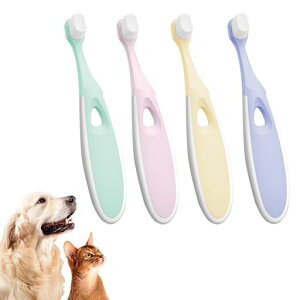 LIKENNY犬用歯ブラシ小型犬大型犬猫兼用10000本超極細毛柔らかい歯茎に優しいペット用歯磨きブラシ口腔ケアナノ歯ブラシ4本セット