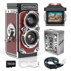 CHUZHAO ���g���J���� �f�W�J�� ���g�� 1080P ����E�ʐ^�@�\ 12MP�I�[�g�t�H�[�J�X 1.54�C���`��� 16GB�J�[�h �|�[�^�u��TLR�X�^�C�� ��჌�t�g�C�J���� ��l����