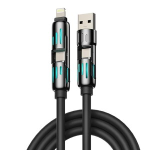 Mfish�炢�Ƃɂ񂭂�-�Ԃ�y2���[�g��240WPD3.1�Ή��z4in1�}���`�[�d�P�[�u��type-ClightingUSB-A�ϋv���̂���t�̃V���R���ċz��LED���C�g���ڍ����[�d480Mbps�f�[�^�]��iPhone