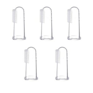 LUYING猫歯ブラシ犬猫歯ブラシ透明ペット用歯ブラシ5個セットシリコン指サック犬用歯ブラシ口腔ケア口腔ケア歯磨き犬猫小型犬中型犬大型犬歯周病予防クリーニングハブラシ(透過性)