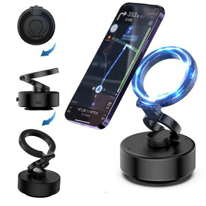 【2024年度先行発売】YXHH新登場車載ホルダー真空吸着式720°角度調整強力マグネット折り畳み式スマホスタンド電動携帯電話ホルダーMagSafe対応磁気吸盤車インテリアマウントポータブル720…