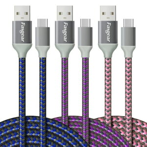 USBAtoC�P�[�u��3m-GalaxyS21/S20Ultra/Note10/A10MotoZ2LGV30/G6&����USB-C�f�o�C�X�ɑΉ�����Fasgear�ґg�ϋv�}���[�dUSB