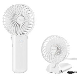 Psecici携帯扇風機ハンディファン手持ち扇風機充電式USB扇風機小型静音4段階風量調節7枚羽根手持ち卓上首掛けせんぷうきミニファン熱中症対策折り畳みストラップ付き(ホワイト)