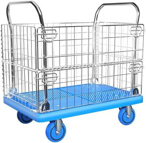 Artisproカゴ台車メッシュ台車運搬車カゴ付き台車手押し台車メッシュ台車カゴ付き台車積載面90x60cm耐荷重300kg静音簡単組み立て家庭用引越し買い物持ち運び便利業務用倉庫工場店舗