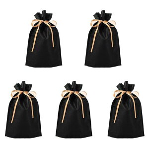 ラッピング袋5枚セットプレゼント袋不織布巾着袋小さいギフト袋リボン付きプレゼント用贈り物包装袋誕生日記念日お祝い母の日包むギフト袋