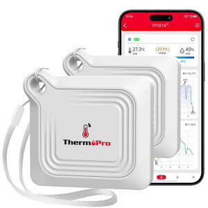 ThermoPro温湿度計Bluetooth温度計湿度計温度湿度計デジタル高精度スマホ連動アラーム機能ストラップ付梅雨熱中症対策乾燥対策温室部屋室内用温湿度計ミニサイズTP351(2個)