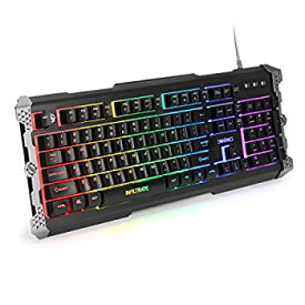 【中古】ENHANCE ハイブリッドメカニカルゲーミングキーボード[US配列] ENHANCE Infiltrate Membrane Keyboard ゲーム用 Black・黒 7色LED・9つの照明効