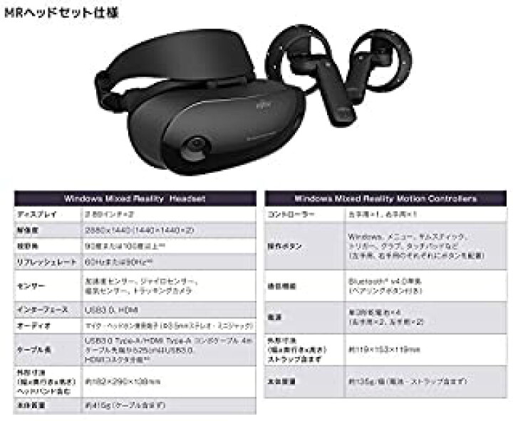 楽天市場】【中古】富士通 Windows Mixed Reality Headset＋Windows 