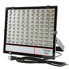 【中古】（グレードアップ）超薄型・超高輝度 LED投光器 100W 昼光色 10000LM 広い範囲照射可能 放熱性高い 耐久型 防塵防水レベルIP66同等以上 フラッド