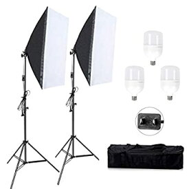 【中古】Konseen ソフトボックス 50x70 cm 写真撮影照明用キット 58W 5500K LED電球 2M三脚ライトスタンド アルミ製 スタジオソフトボックス キャリング