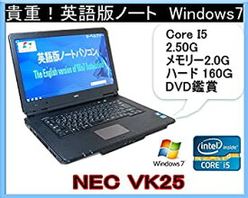 【中古】貴重英語版 WINDOWS7インストール 中古ノートパソコン NEC VY25 高速CPU Core2Duo 2.26 2Gメモリー互換OFFICE DVD鑑賞