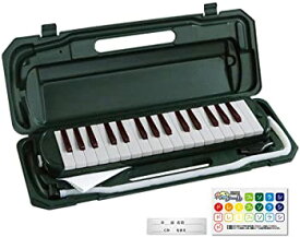 【中古】KC キョーリツ 鍵盤ハーモニカ メロディピアノ 32鍵 モスグリーン P3001-32K/MGR (ドレミ表記シール・クロス・お名前シール付き)