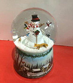 【中古】7.5" Snowman With Birds Dome 100mm Wind Up Rotating Plays Let It Snow by Roman