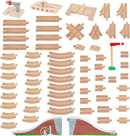 【中古】Orbrium Toys 68 Pcs Premium Wooden Train Track Expansion Pack