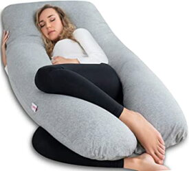 【中古】AngQi 妊婦用枕 U字型 妊婦用抱き枕 睡眠用 55インチ マタニティピロー グレー